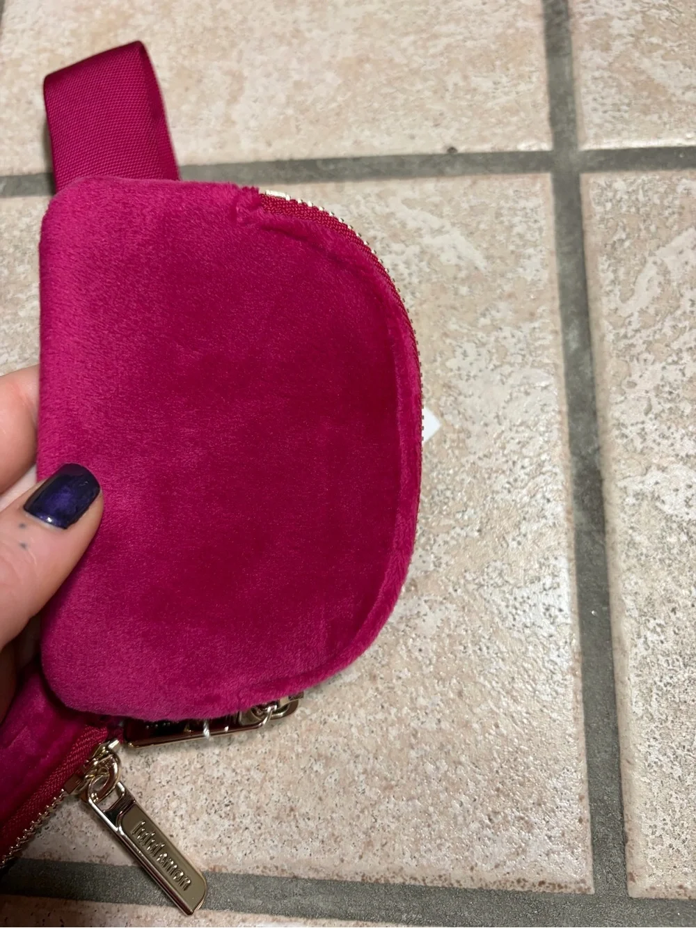 NWT Lululemon Dual Pouch Wristlet *Monogram Velvet (Berry Rumble/Gold)